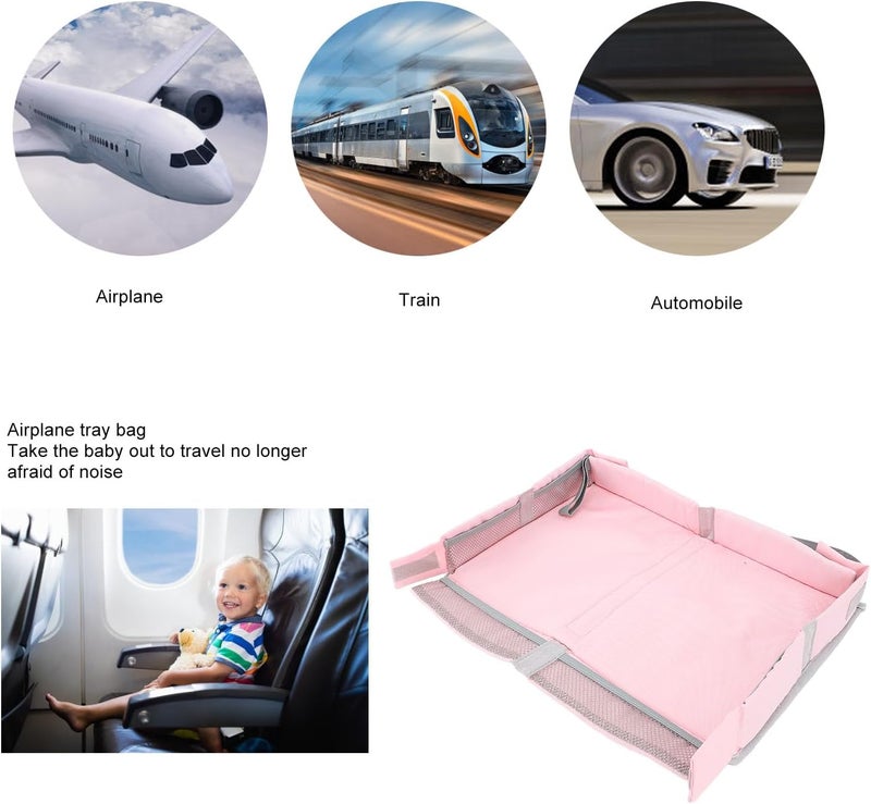 Aramox Foldable Travel Tray Cover for Airplanes, Trains with Kids Entertainment Toy Organizer Bag Multifunctional Table Tray (Pink) - Image 5