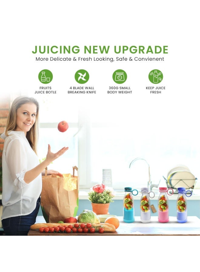 Portable Mini Electric Blender 420ML – USB Rechargeable Juicer Cup with 6 Stainless Steel Blades for Smoothies, Milkshakes, Juice & Baby Food, Portable Blender for Travel, Office & Gym - Image 4