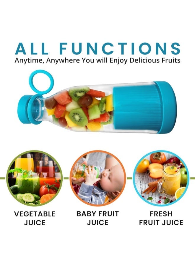 Portable Mini Electric Blender 420ML – USB Rechargeable Juicer Cup with 6 Stainless Steel Blades for Smoothies, Milkshakes, Juice & Baby Food, Portable Blender for Travel, Office & Gym - Image 3