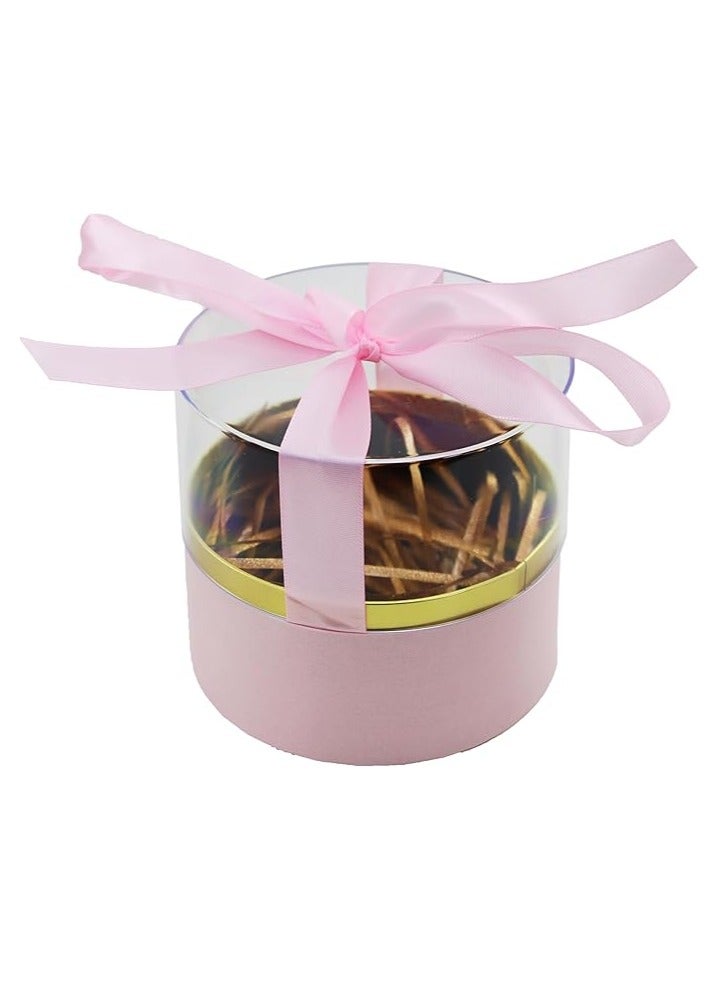 Acrylic Round Gift Box Transparent Storage Box for Jewelry Gifts Decorations and Special Occasions Display Case Perfect for Weddings Birthdays and Holiday Gifts (ROUND PINK, 12X12X11.5 CM) - Image 1