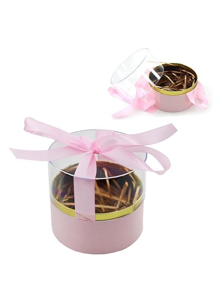 Acrylic Round Gift Box Transparent Storage Box for Jewelry Gifts Decorations and Special Occasions Display Case Perfect for Weddings Birthdays and Holiday Gifts (ROUND PINK, 12X12X11.5 CM) - Image 2