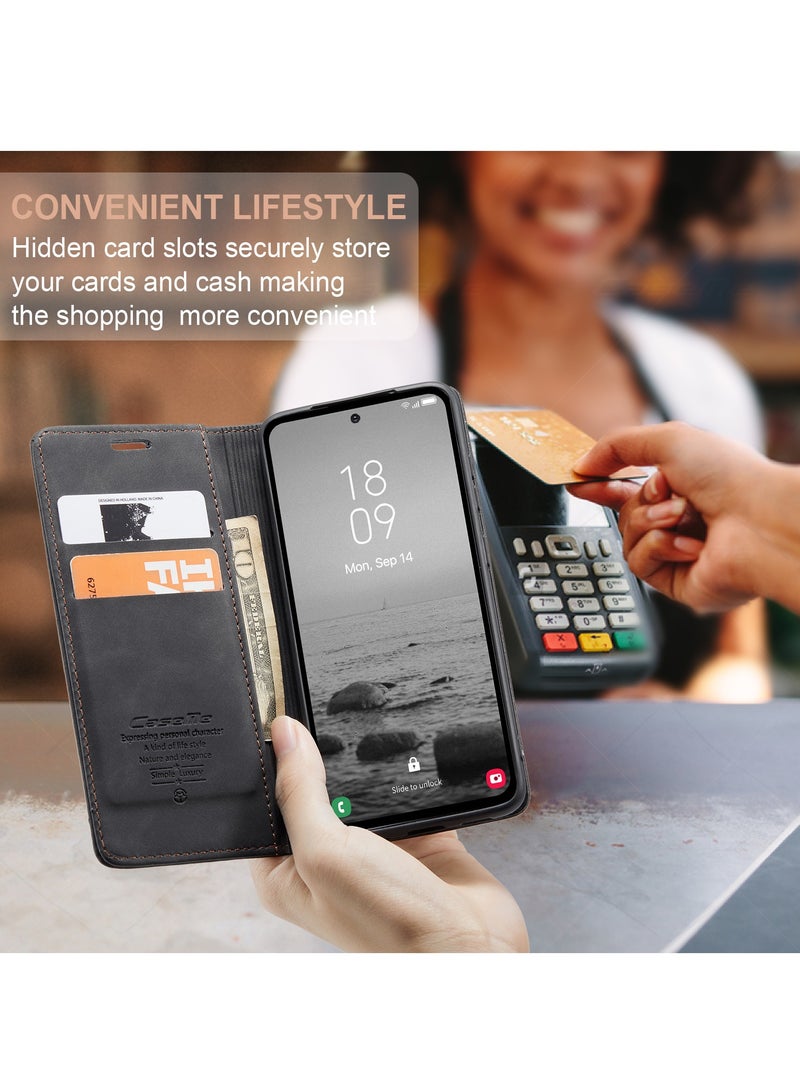كايس مي غطاء لهاتف Samsung Galaxy A54، جراب محفظة للهاتف المحمول مصنوع من جلد البولي يوريثان الناعم المقاوم للصدمات، غطاء قلاب واقٍ لكامل الجسم وغطاء خلفي ممتص مغناطيسي - Image 5