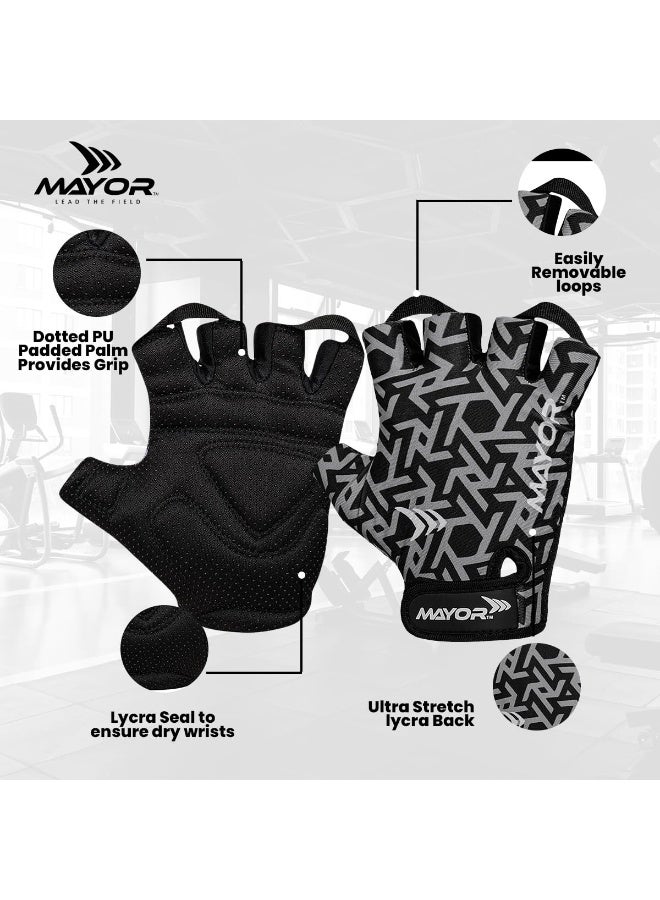 مايور قفازات مايور فينوس للياقة البدنية للرجال والنساء – رمادي/أسود، مقاس حر - Image 2