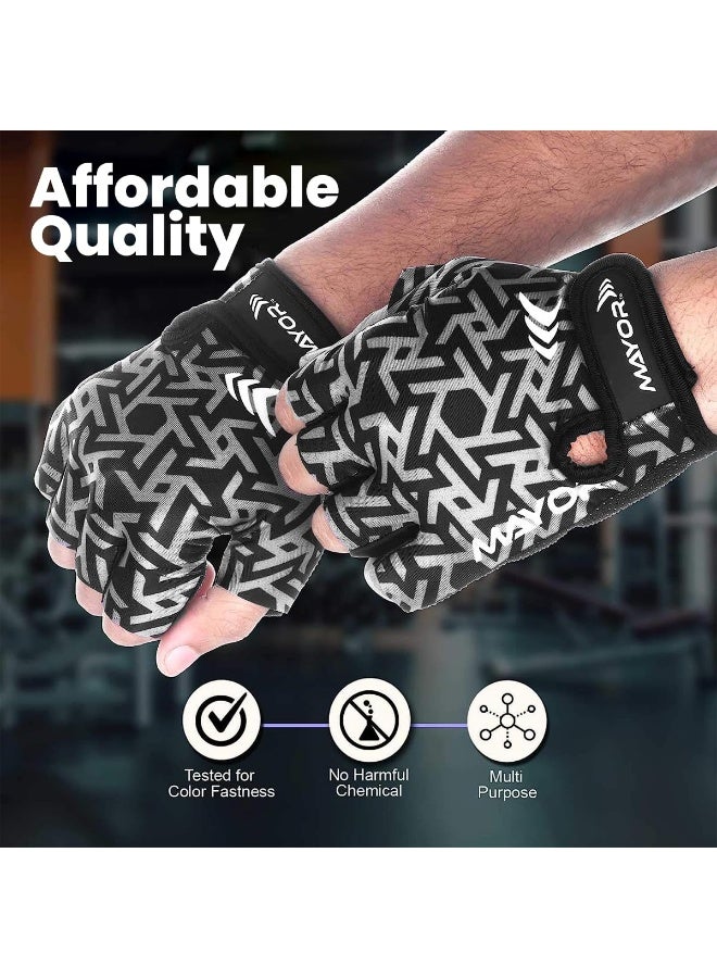 مايور قفازات مايور فينوس للياقة البدنية للرجال والنساء – رمادي/أسود، مقاس حر - Image 3