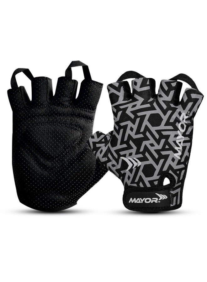 مايور قفازات مايور فينوس للياقة البدنية للرجال والنساء – رمادي/أسود، مقاس حر - Image 1