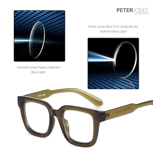 Peter Jones Square Unisex Blue Light Blocking Computer/Gaming Glasses I Frame & Lenses I Large Size 51-16-150 MM, Comfortable Fit, Model AG3803GR - Image 5