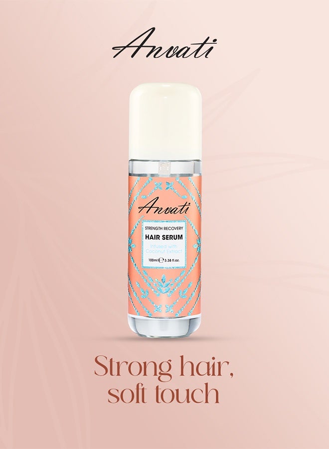 Anvati Strength Recovery Hair Repair Serum for Women – Hair Treatment with Coconut Oil for Anti-Frizz & Nourishing – Damaged Hair Serum for Dry Scalp, Frizz & Thin Hair – 100ml - Image 4