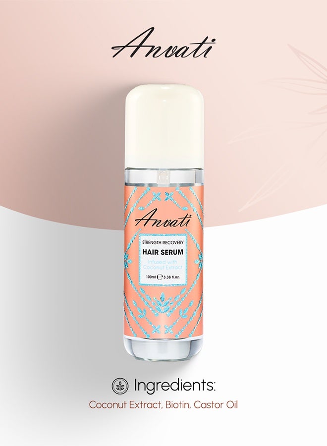 Anvati Strength Recovery Hair Repair Serum for Women – Hair Treatment with Coconut Oil for Anti-Frizz & Nourishing – Damaged Hair Serum for Dry Scalp, Frizz & Thin Hair – 100ml - Image 3