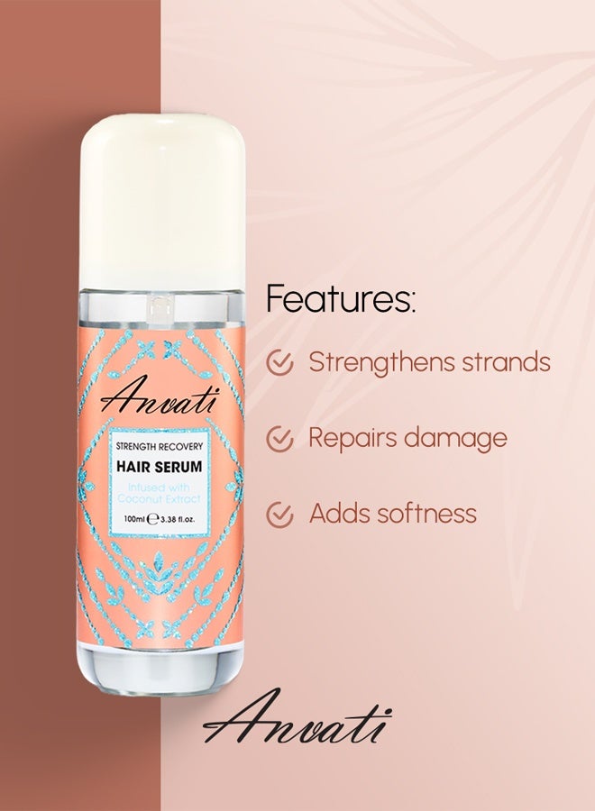 Anvati Strength Recovery Hair Repair Serum for Women – Hair Treatment with Coconut Oil for Anti-Frizz & Nourishing – Damaged Hair Serum for Dry Scalp, Frizz & Thin Hair – 100ml - Image 5