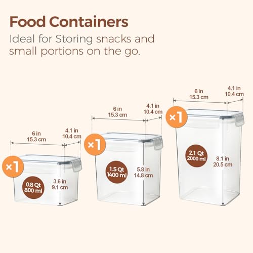 ComSaf Food Storage Containers with Lids Set of 3 2L21Qt 14L15Qt 08L08Qt Airtight Food Storage Container Plastic Canister Sets for Kitchen Pantry Organizer for Sugar Cereal and Snack - Image 3