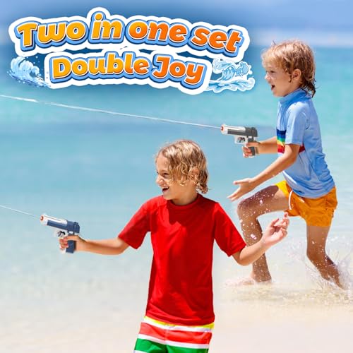 COOLFOX 2 Pack Water Guns for Kids Squirt Gun Water Blaster Soaker Water Pistol Toys for Toddlers Child Boys Girls Ideal Summer Gifts for Swimming Pool Beach Party Outdoor Shooting Game Water Fighting Toy - Image 5