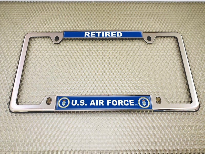BestLicensePlateFrames U.S. Air Force Retired Domed Metal License Plate Frame with Free Caps - Image 4