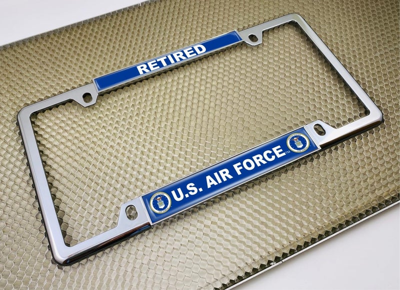 BestLicensePlateFrames U.S. Air Force Retired Domed Metal License Plate Frame with Free Caps - Image 3