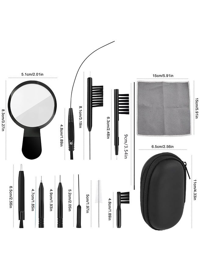 Generic Hearing Aid Cleaning Kit, 13 Pieces, Includes Nylon Brushes, Magnifier, Ventilation Rod, Screwdriver, Case for Headphones, Earplugs, Mobile Phone Charging Holes - Image 2