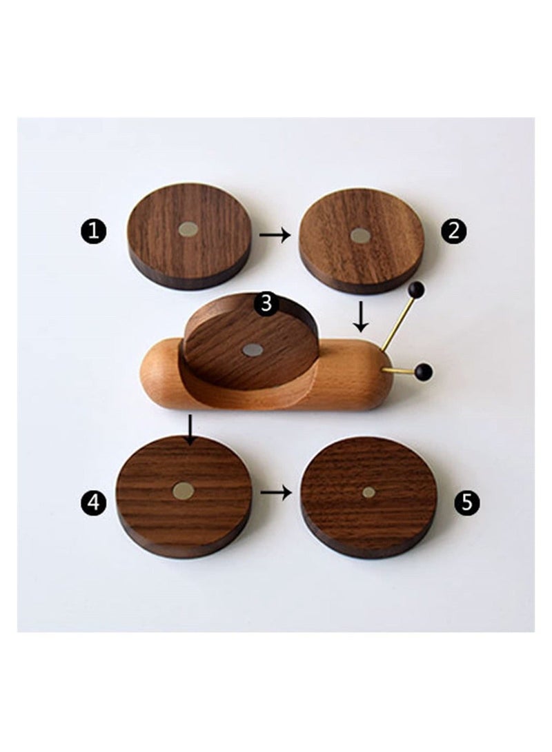 شو وو Wood Coaster Set, Snail Shape Wooden Coasters, Heat Insulation Coffee Tea for Dining Home Decor Housewarming Gift (Black Walnut) - Image 5