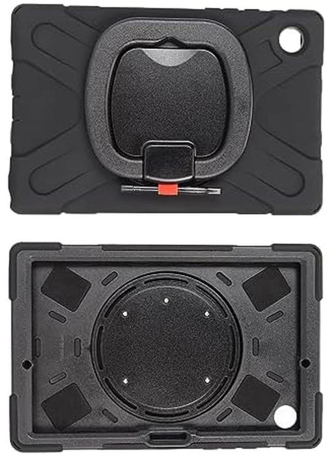 erorex - Rugged Tablet Case Cutouts 360 Degree Rotating Stand Tablet Protective Shell Hand Strap Kickstand Tab A8 10.5 X200 205 Black - Image 1