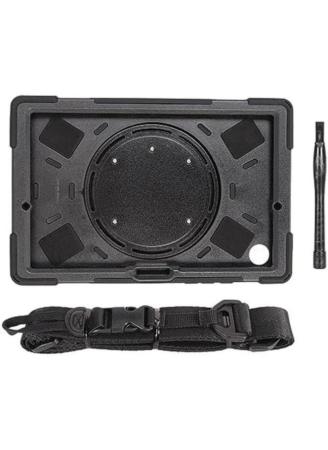 erorex - Rugged Tablet Case Cutouts 360 Degree Rotating Stand Tablet Protective Shell Hand Strap Kickstand Tab A8 10.5 X200 205 Black - Image 1