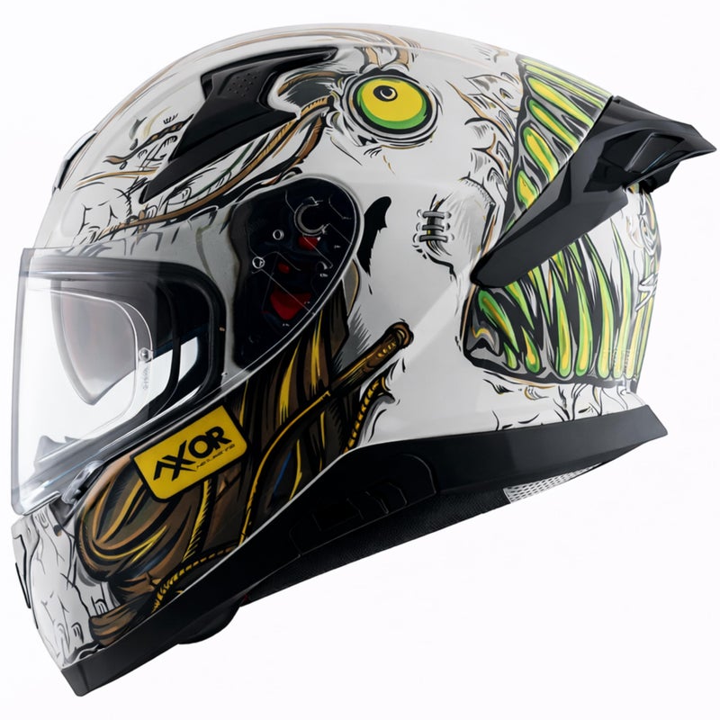 Axor Apex Seadevil ISI ECE DOT Certified Full Face Dual Visor Helmet for Men and Women with Pinlock Fitted Outer Clear Visor and Inner Smoke Sun Visor White Gold(L) - Image 2
