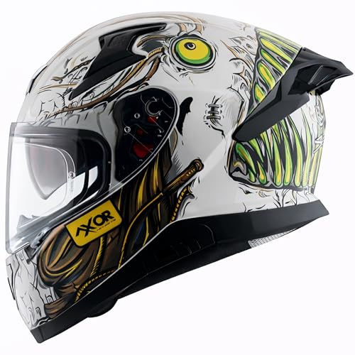 Axor Apex Seadevil ISI ECE DOT Certified Full Face Dual Visor Helmet for Men and Women with Pinlock Fitted Outer Clear Visor and Inner Smoke Sun Visor White Gold(L) - Image 1