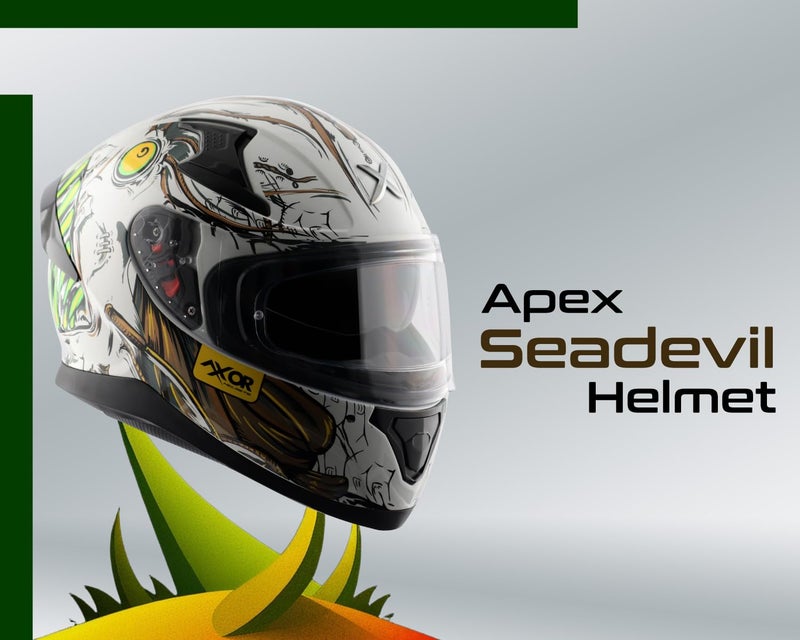 Axor Apex Seadevil ISI ECE DOT Certified Full Face Dual Visor Helmet for Men and Women with Pinlock Fitted Outer Clear Visor and Inner Smoke Sun Visor White Gold(L) - Image 3