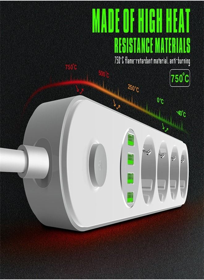 LDNIO - Smart Power Strip 4 port USB 4 power Socket strip 2500W 10A USB charger Smart Home Control 2m Power Cord - Image 1