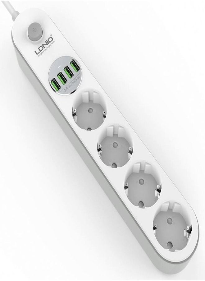 LDNIO - Smart Power Strip 4 port USB 4 power Socket strip 2500W 10A USB charger Smart Home Control 2m Power Cord - Image 1