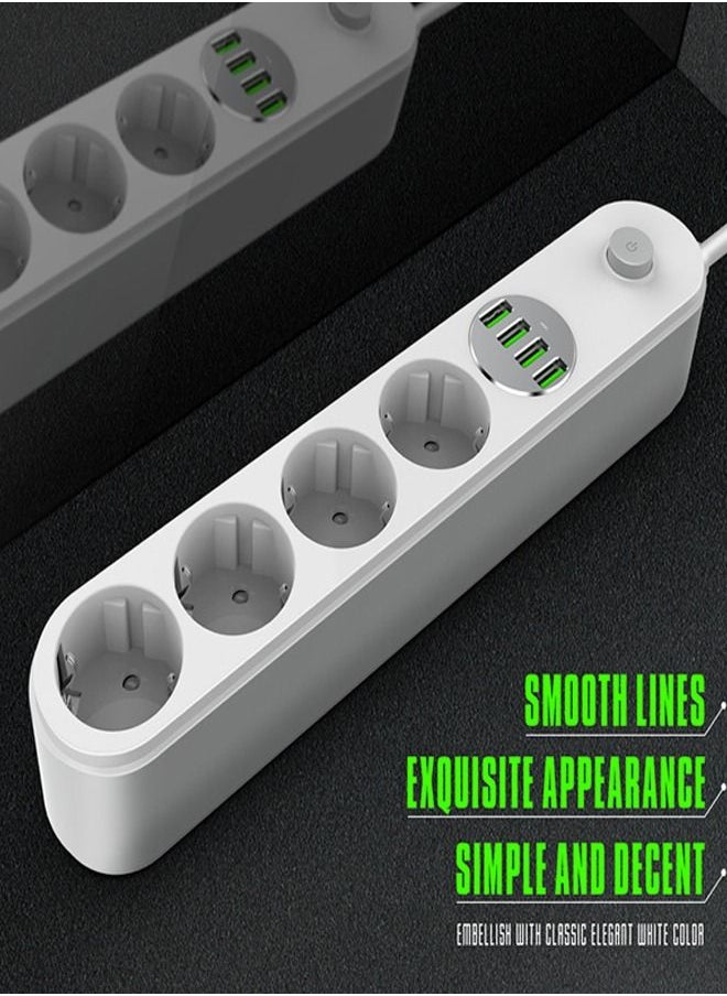 LDNIO - Smart Power Strip 4 port USB 4 power Socket strip 2500W 10A USB charger Smart Home Control 2m Power Cord - Image 1