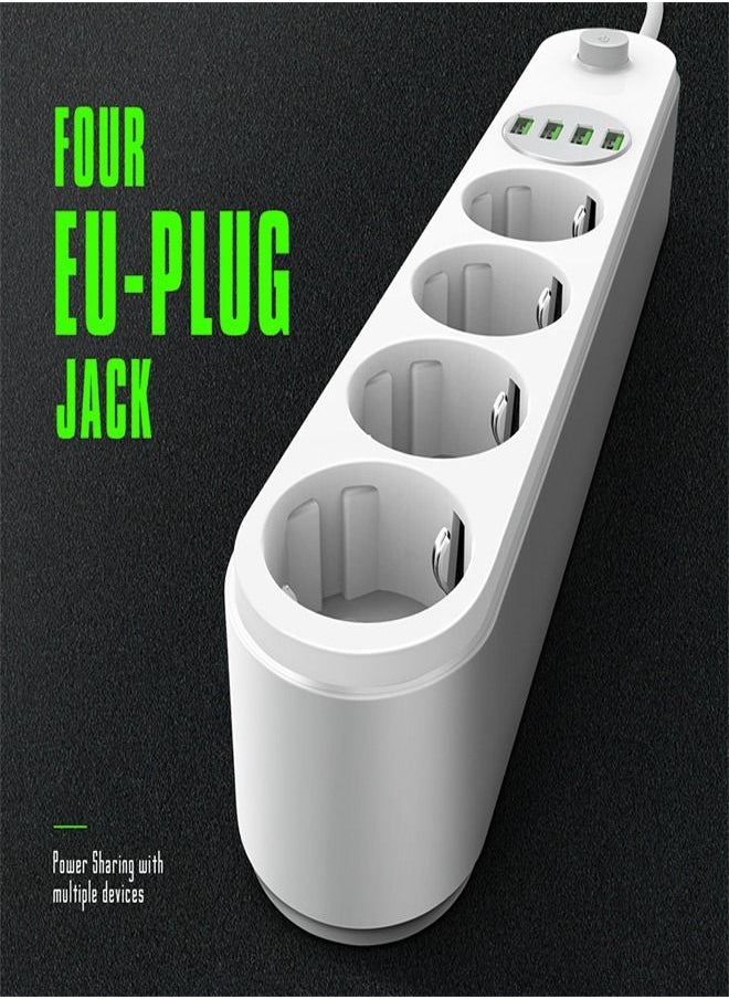 LDNIO - Smart Power Strip 4 port USB 4 power Socket strip 2500W 10A USB charger Smart Home Control 2m Power Cord - Image 1