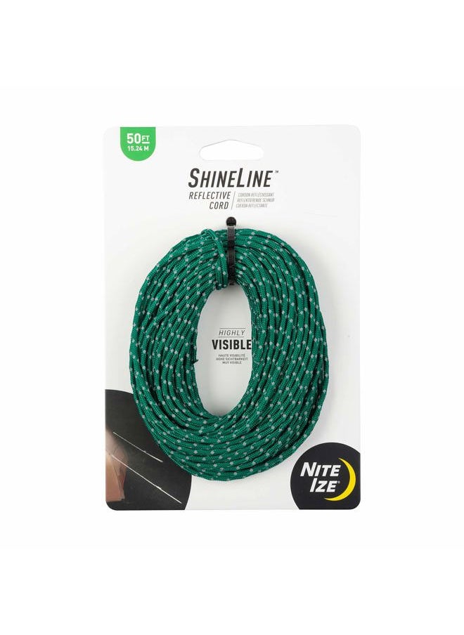 NITE IZE ShineLine Reflective Cord - Heavy-Duty Reflective Nylon Rope - Utility Cord for Hiking, Camping, Boating & Backpacking Essentials - Green, 50 Feet  - Image 1