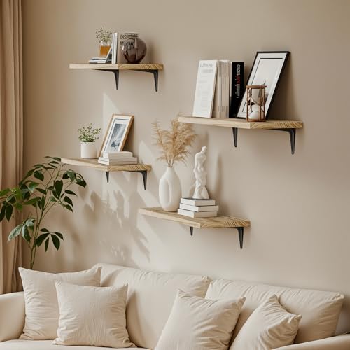 SKYSEN Floating Shelves for Wall Set of 6 157in Wood Wall Shelf for Decor Bathroom Bedroom Storage BookKitchen Living Room Rustic Brownfs40l - Image 3
