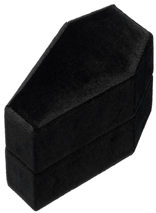 Giftop Velvet Coffin Ring Box Case Holder for Gothic Wedding Ceremony,Gothic Jewelry Organizer Decorations (Black) - Image 3