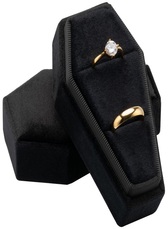 Giftop Velvet Coffin Ring Box Case Holder for Gothic Wedding Ceremony,Gothic Jewelry Organizer Decorations (Black) - Image 1