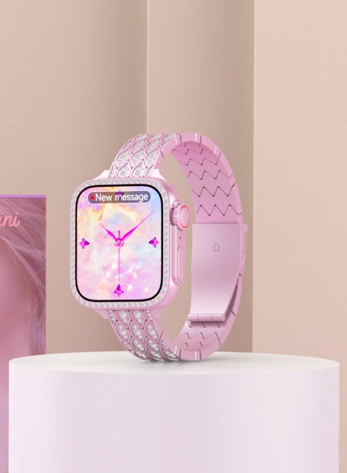 موديو ساعة موديو الذكية MW25 ميني 36 مم مع 3 أزواج من الأشرطة وكابل شحن مصممة للسيدات باللون الوردي - Image 2