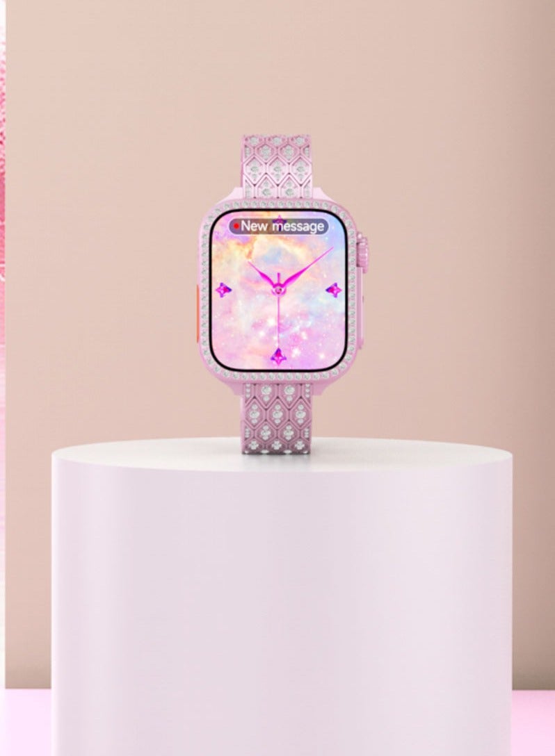 موديو ساعة موديو الذكية MW25 ميني 36 مم مع 3 أزواج من الأشرطة وكابل شحن مصممة للسيدات باللون الوردي - Image 3