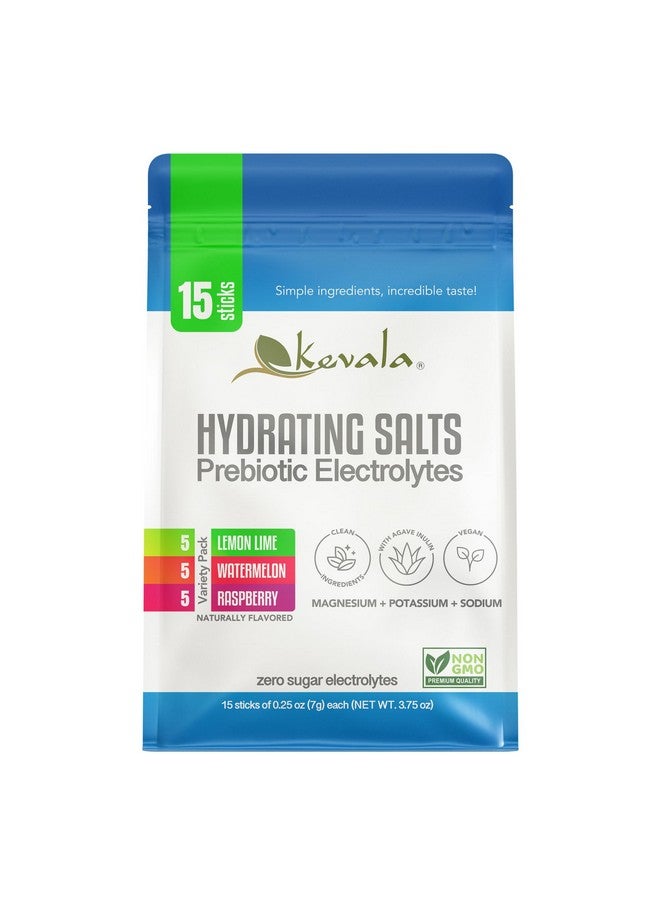kevala Electrolytes Powder - Zero Sugar - Hydrating Salts with Prebiotic Agave Inulin - Variety Pack - Watermelon - Lemon Lime - Raspberry - 15 Count Hydration Packets - Powder Drink - Image 2