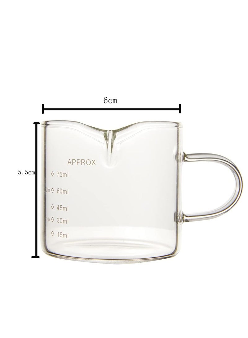 Excefore Double Spouts Measuring Cup 2 Pack 75ML Glass Measuring Cup with Insulate High Borosilicate Glass Measuring Cup Two Scales OZ ML for Kitchen Restaurant Home Easy to Read - Image 2