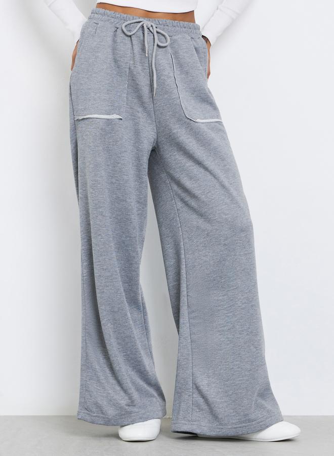 ستايلي جوغر بأرجل واسعة سادة برباط خصر - Image 2