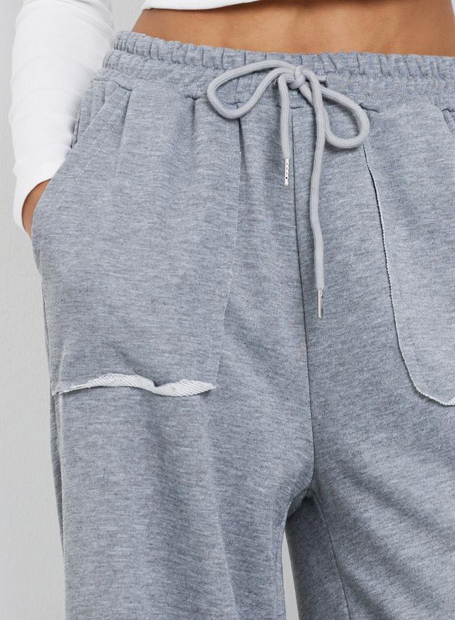 ستايلي جوغر بأرجل واسعة سادة برباط خصر - Image 3