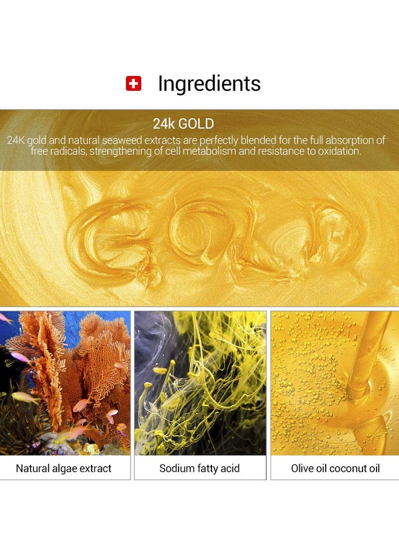 لان بينا صابون مرطب من الذهب 24 كيلومتر يعزز مرونة البشرة ويجعل بشرتك أكثر حساسية ونعومة ويقلل من التجاعيد ويبدو أصغر سناً ومناسب لجميع أنواع البشرة 3.4 أونصة - Image 3