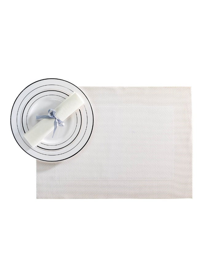 Restaurantware حصائر طاولة فينيل جنيف 16 بوصة × 12 بوصة، 6 حصائر طعام مقاومة للحرارة - مقاومة للبقع، قابلة للغسل، حصائر طاولة مطبخ فينيل بيضاء، منسوجة، للحفلات وطاولات الطعام - Image 2