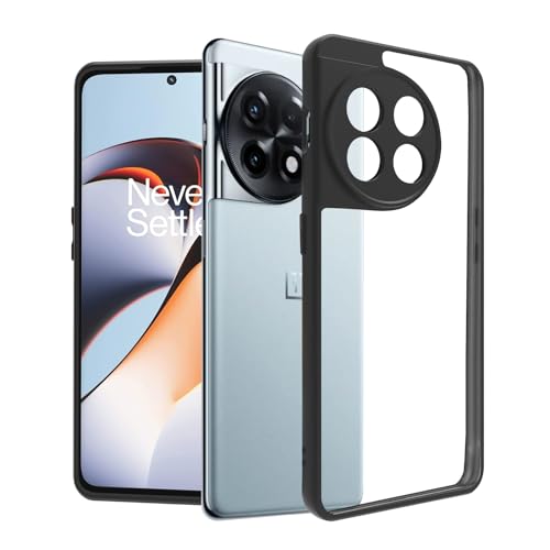 KAPAVER Hybrid Series Compatible with OnePlus 11R 5G Case Cover Hard PC Soft Flexible TPU Bumper Protection Back Cover (Black) - Image 1