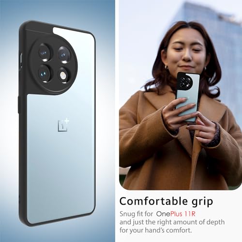 KAPAVER Hybrid Series Compatible with OnePlus 11R 5G Case Cover Hard PC Soft Flexible TPU Bumper Protection Back Cover (Black) - Image 3