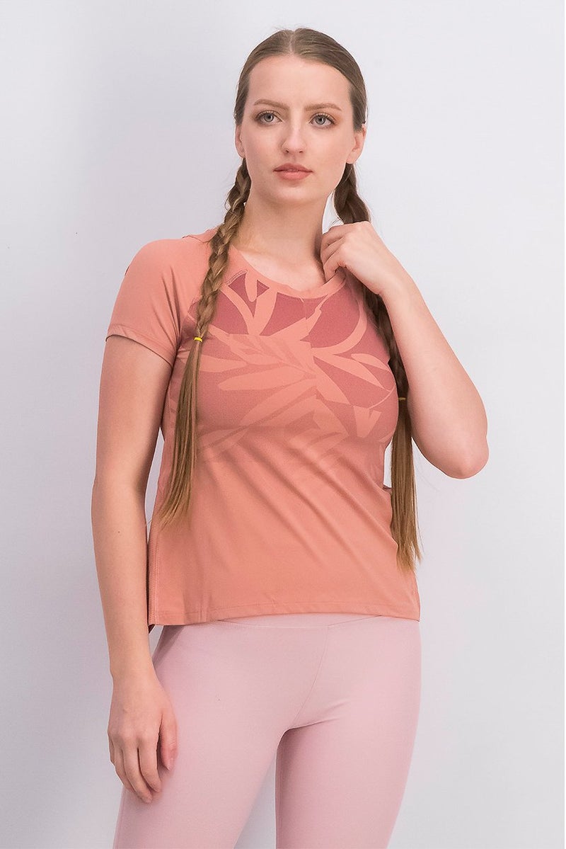 UNDER ARMOUR تي شيرت قصير الأكمام للنساء UA Iso, Chill Run، خوخي - Image 1