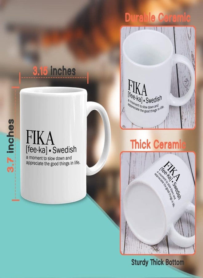 Bubble Hugs Empowering Quote Coffee Mug 11 Oz, Fika A Moment To Slow Down White Mug - Image 4