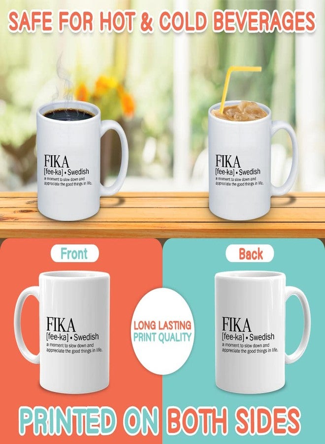 Bubble Hugs Empowering Quote Coffee Mug 11 Oz, Fika A Moment To Slow Down White Mug - Image 3