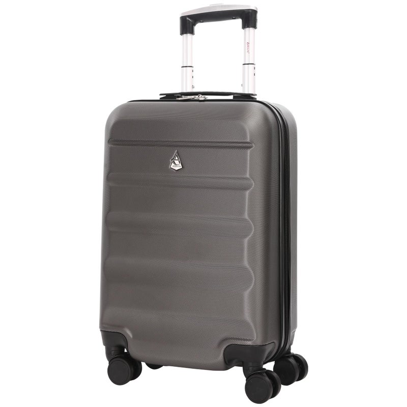 Aerolite Lightweight 55cm Hard Shell 34L Travel Carry On Hand Cabin Luggage Suitcase 4 Wheels, Approved for Ryanair Priority, British Airways, Virgin Atlantic, 5 Year Warranty, Charcoal - Image 1