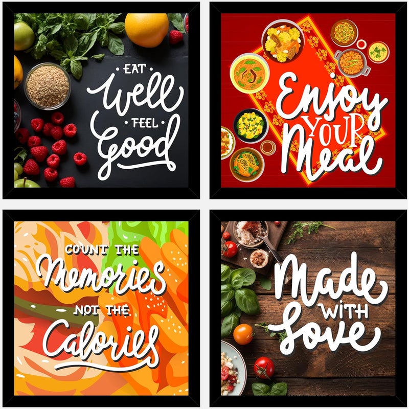 AR Creative Set of 4 Kitchen and Restaurant Quotes Wall Art - Image 1