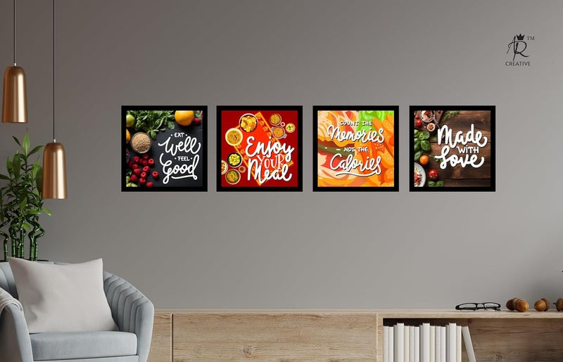 AR Creative Set of 4 Kitchen and Restaurant Quotes Wall Art - Image 2
