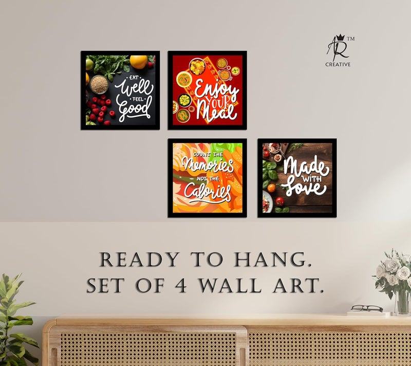 AR Creative Set of 4 Kitchen and Restaurant Quotes Wall Art - Image 3