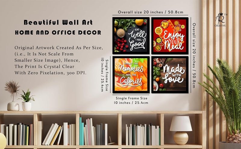 AR Creative Set of 4 Kitchen and Restaurant Quotes Wall Art - Image 4